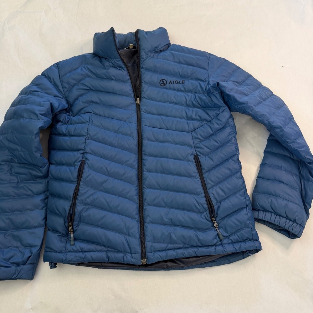 Aigle Mens Blue Quilted‎ Puffer Jacket Full Zip Insulated Size M